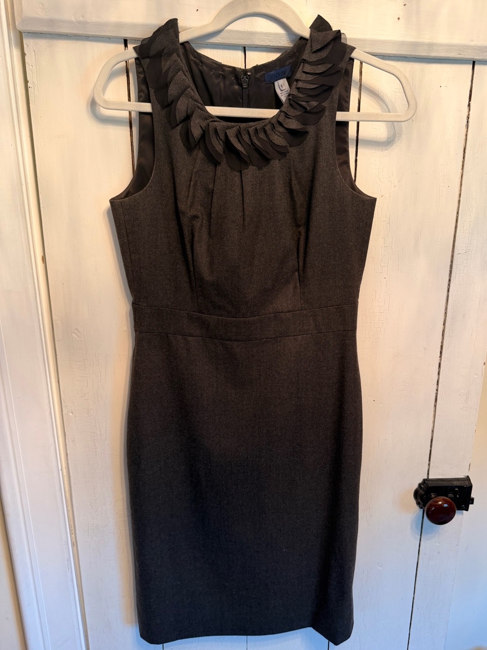 J. Crew Black Sleeveless Sheath Dress with Petal Neckline